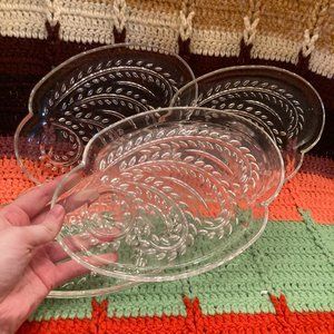 Set of 4 Federal Glass Luncheon Plates - Clear Curved Glass
